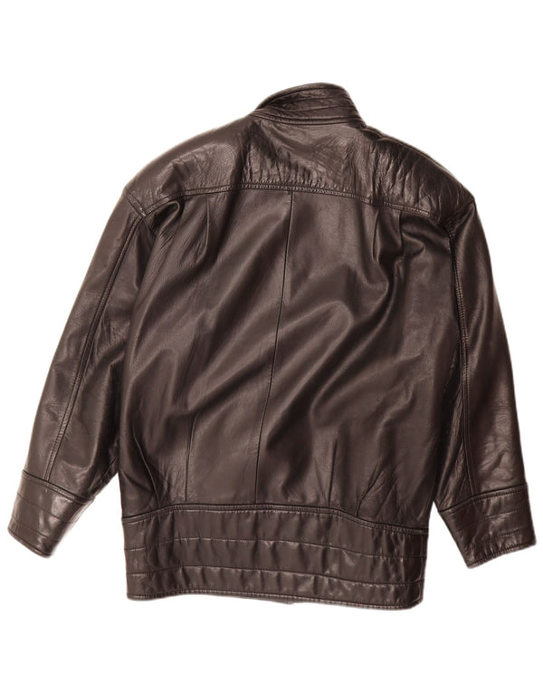 Jaqueta feminina de couro superdimensionada Danier UK 6 XS preta