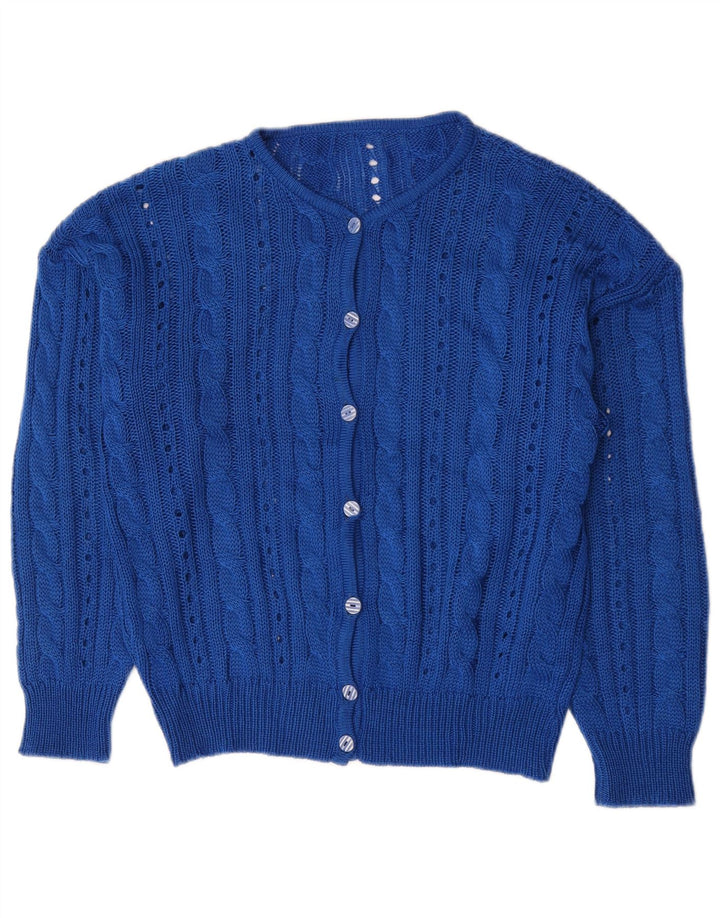 Suéter Cardigan Feminino Vintage Reino Unido 16 Grande Azul