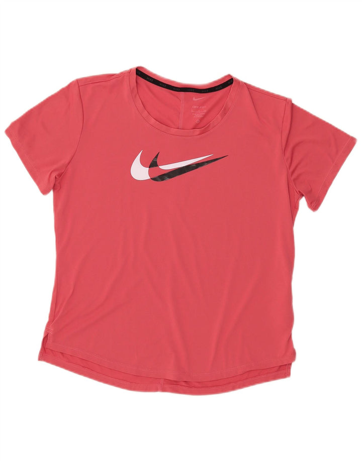 Camiseta feminina NIKE com estampa gráfica UK 10 pequena vermelha poliéster