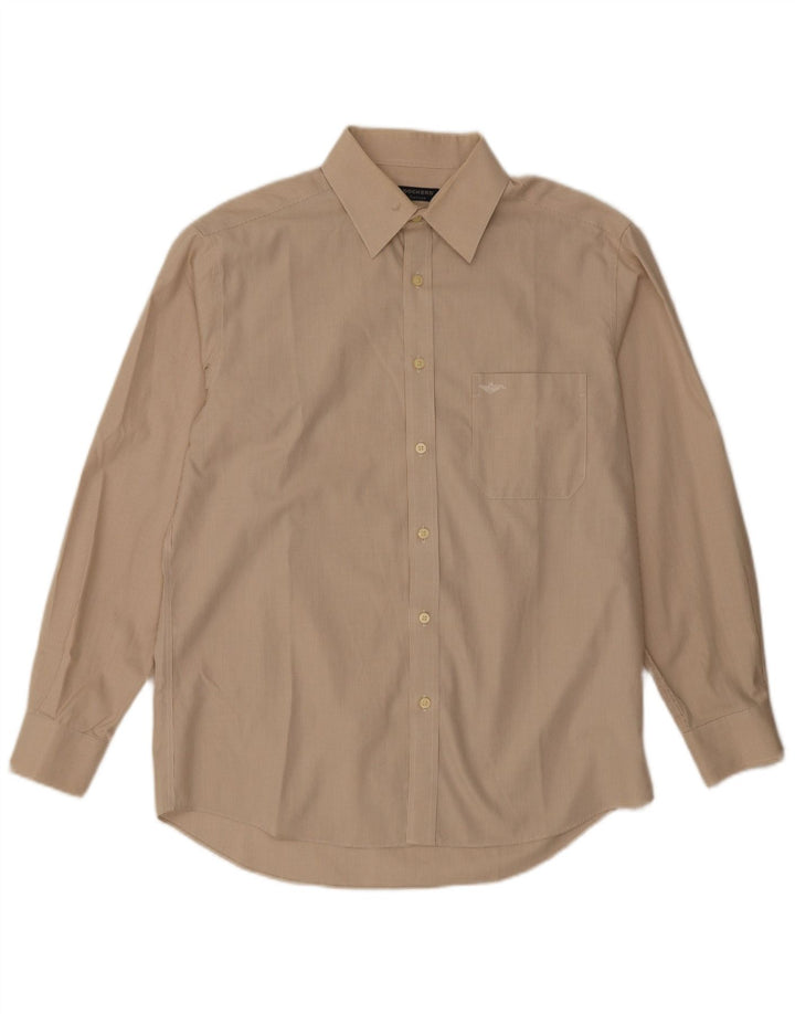 Camisa masculina Dockers tamanho 16 1/2 algodão houndstooth bege médio
