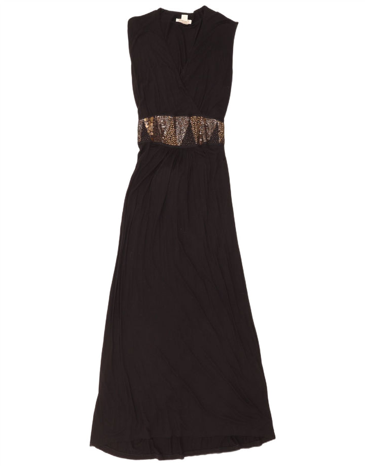 Vestido maxi feminino sem mangas Monsoon Reino Unido 12 médio preto