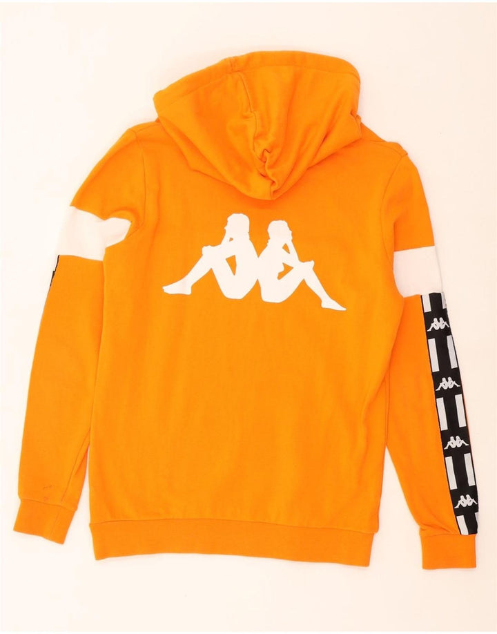 KAPPA Mens Graphic Hoodie Jumper Small Orange Colourblock Cotton Vintage Kappa and Second-Hand Kappa from Messina Hembry 