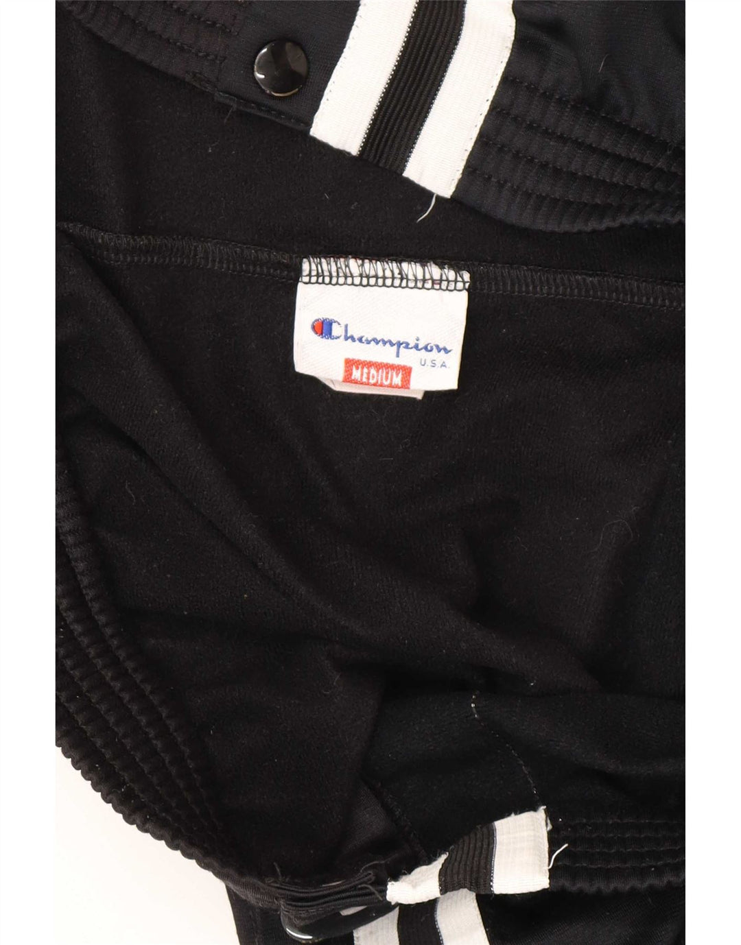 Calça de treino masculina Champion poliéster listrado preto médio