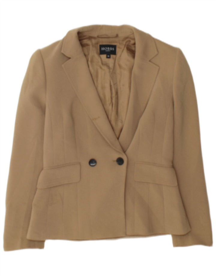 Jaqueta blazer feminina Hobbs com peito duplo Reino Unido 10 pequeno triacetato bege