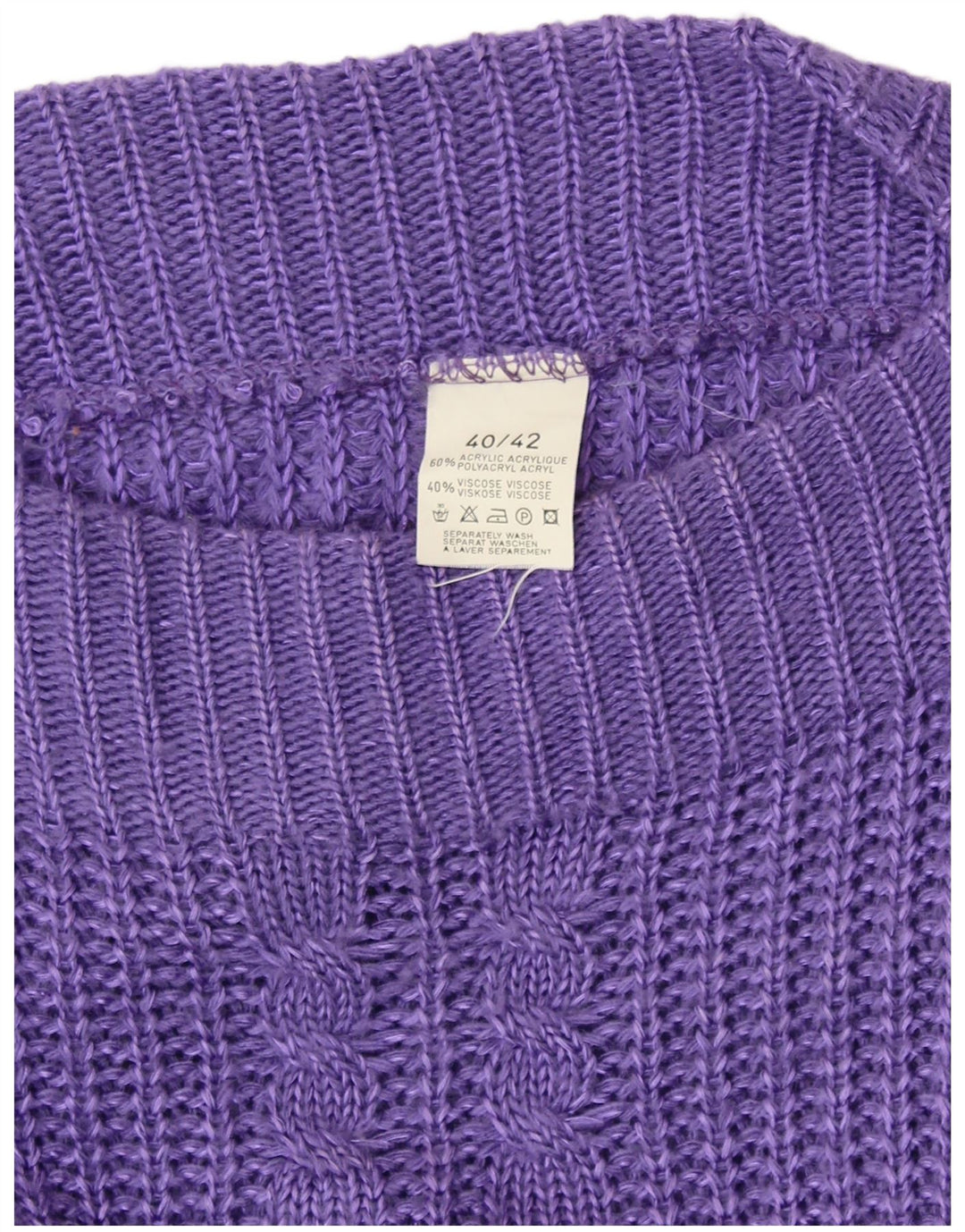Suéter feminino VINTAGE com gola canoa UE 40/42 médio roxo acrílico