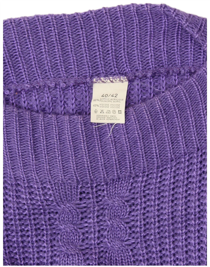 Suéter feminino VINTAGE com gola canoa UE 40/42 médio roxo acrílico