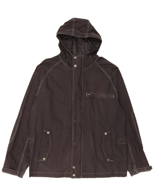 Tommy Hilfiger Mens Hooded Rain Jacket UK 42 XL Black Cotton
