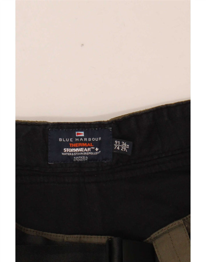 Calça cargo reta masculina Marks & Spencer Blue Harbor W36 L29 cáqui
