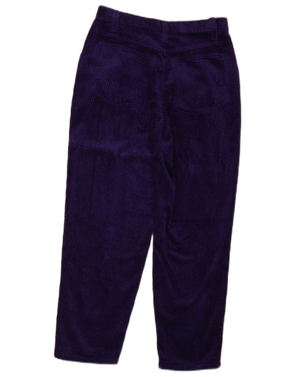 Calça feminina de veludo cotelê de cintura alta cônica Benetton W26 L25 algodão roxo