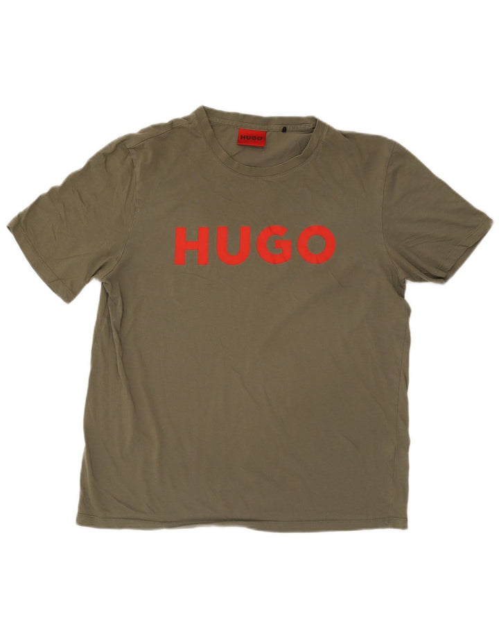 Camiseta gráfica masculina Hugo Boss grande cáqui