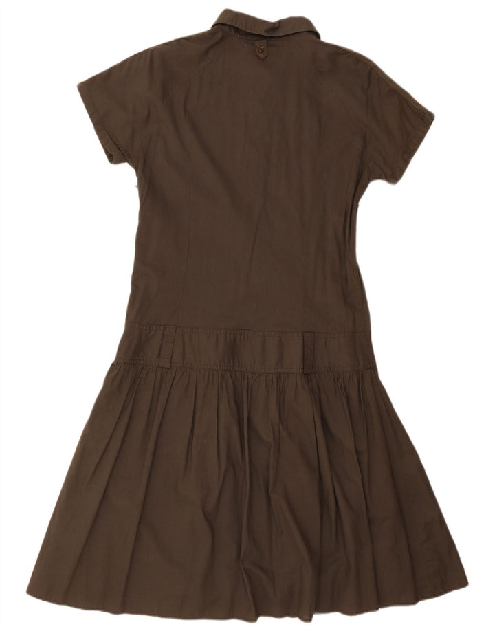 Vestido feminino Lee Cargo A-Line Reino Unido 14 algodão cáqui médio