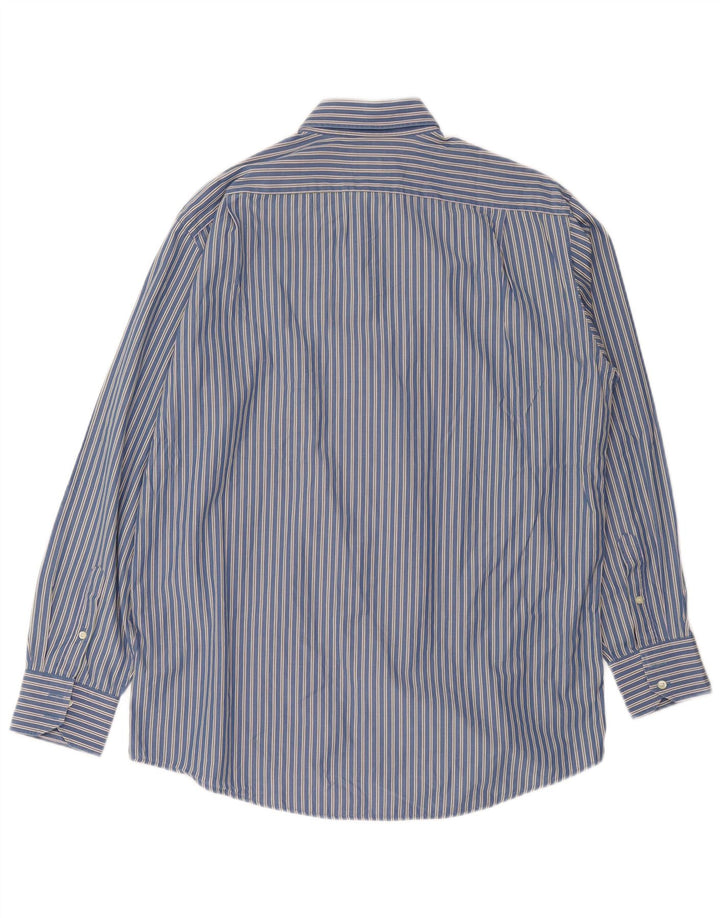 Camisa masculina LACOSTE tamanho 42 grande algodão listrado azul