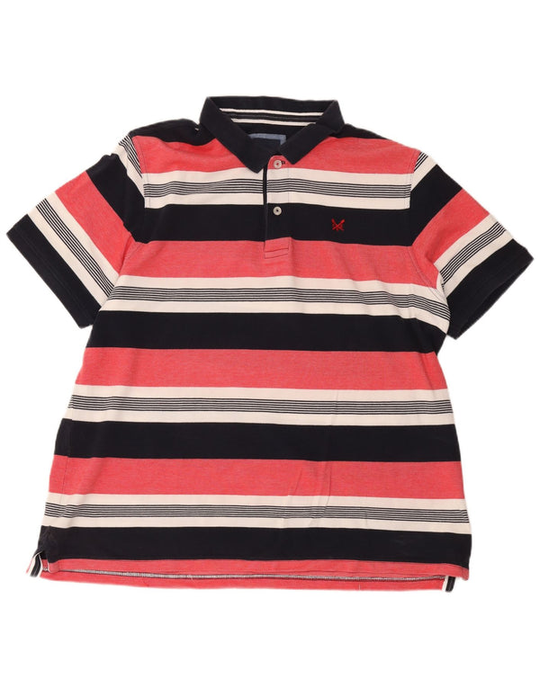 Crew Clothing Mens Polo Shirt 2XL Red Striped Cotton
