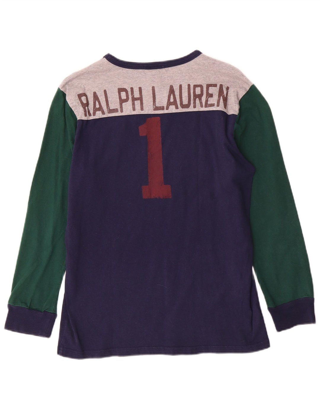 POLO RALPH LAUREN Camiseta gráfica masculina manga comprida 11-12 anos grande azul