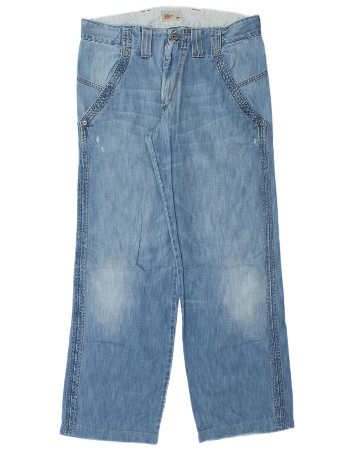 Jeans retos femininos Tommy Hilfiger desgastados W32 L30 algodão azul