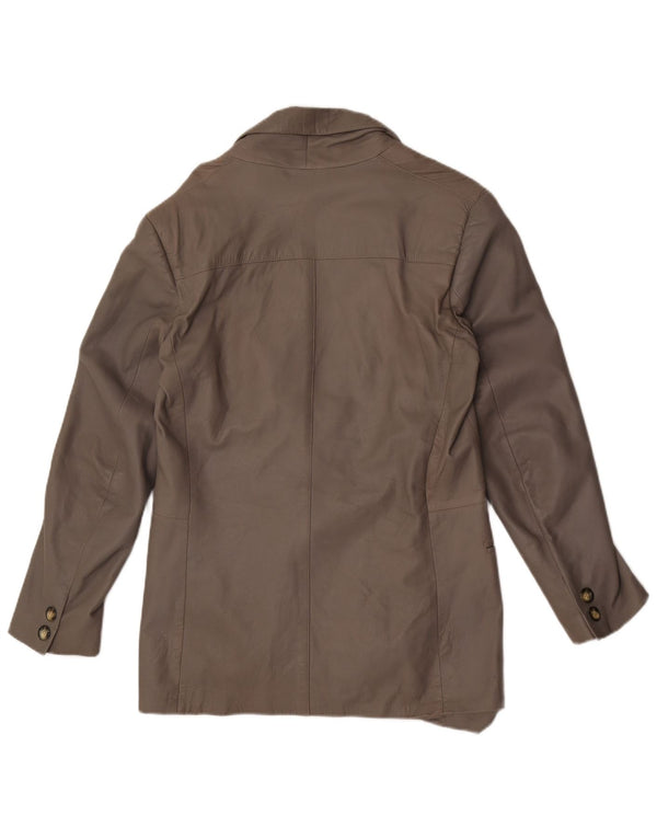 Jaqueta blazer feminina vintage de couro com 1 botão IT 48 XL cinza