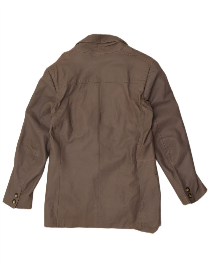 Jaqueta blazer feminina vintage de couro com 1 botão IT 48 XL cinza