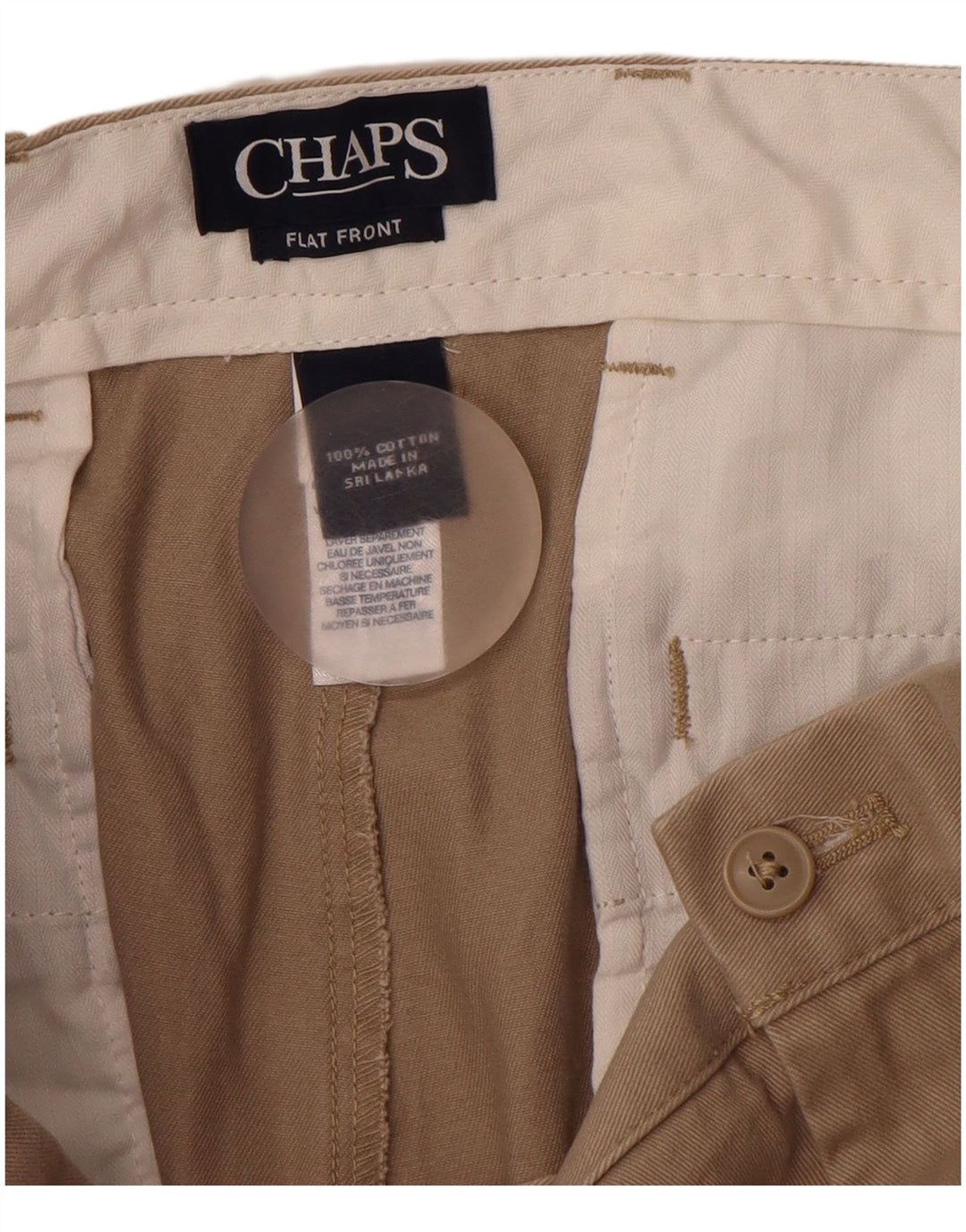 Calça Chino Masculina Reta CHAPS W36 L34 Algodão Bege