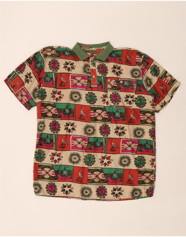 Pulôver vintage masculino com padrão abstrato grande multicolorido