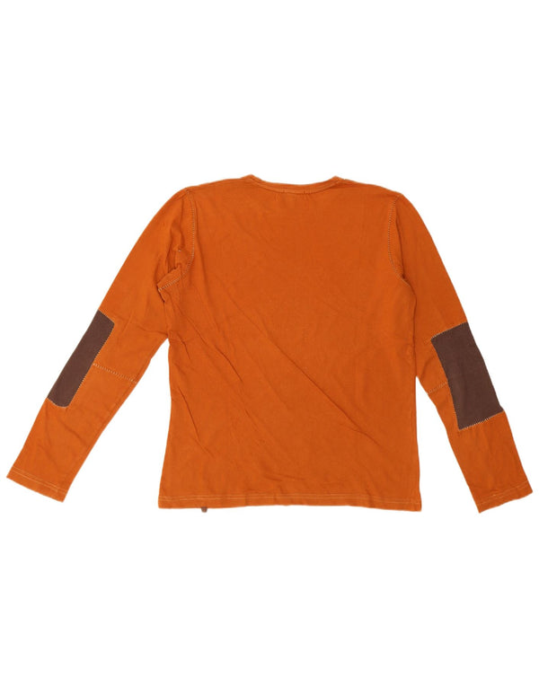 Guess By Marciano Top masculino de manga comprida pequeno bloco colorido laranja