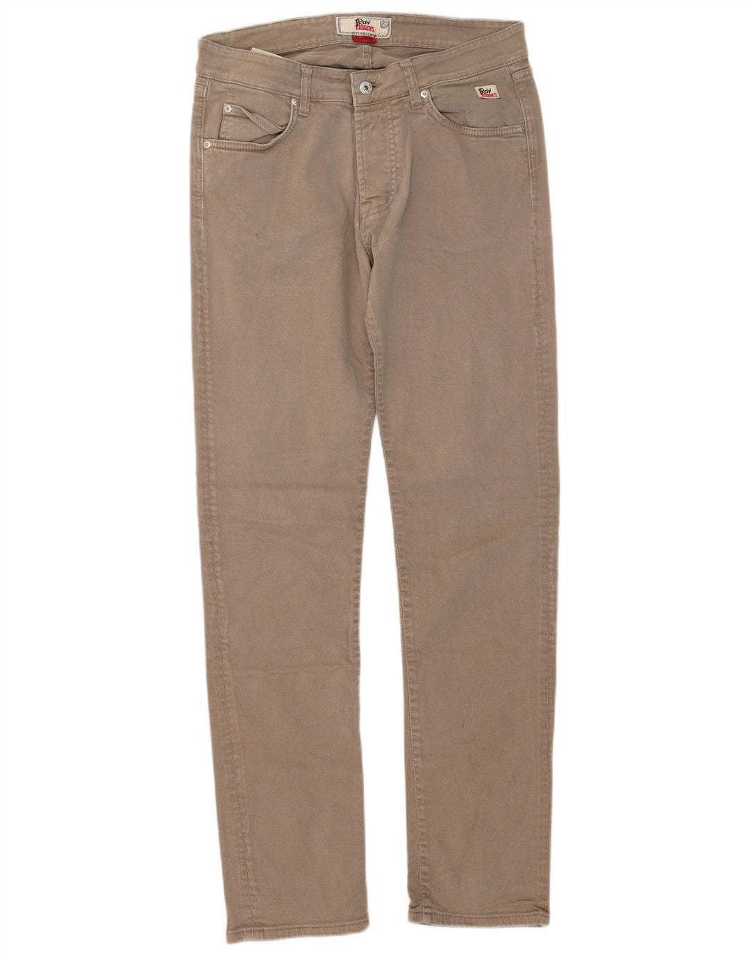 Roy Rogers Calça jeans feminina slim W34 L33 algodão bege