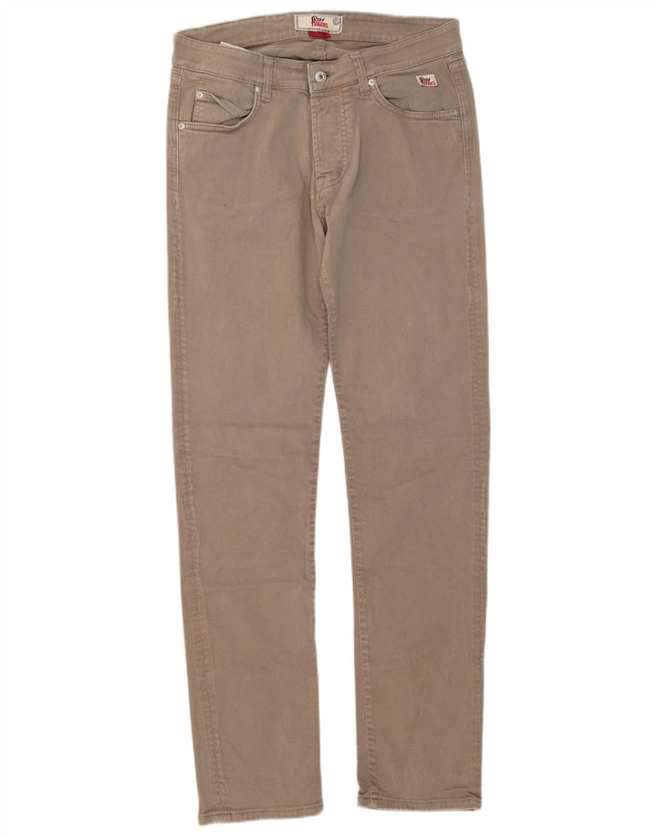 Roy Rogers Calça jeans feminina slim W34 L33 algodão bege