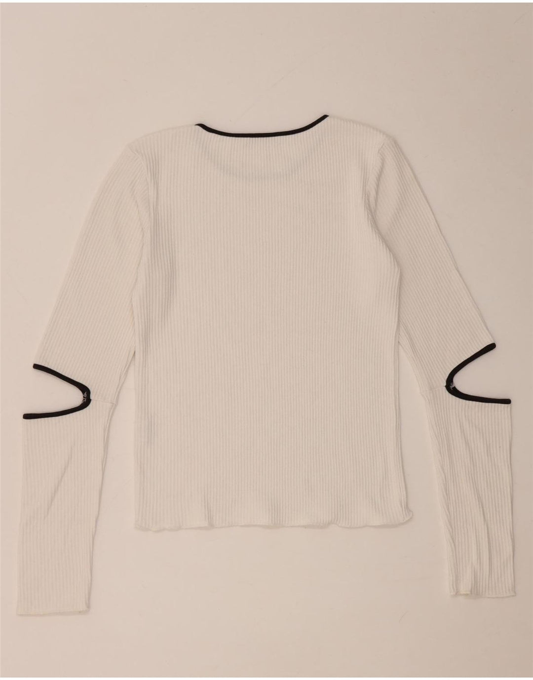 Top feminino Zara de manga comprida UK 12 viscose branca média