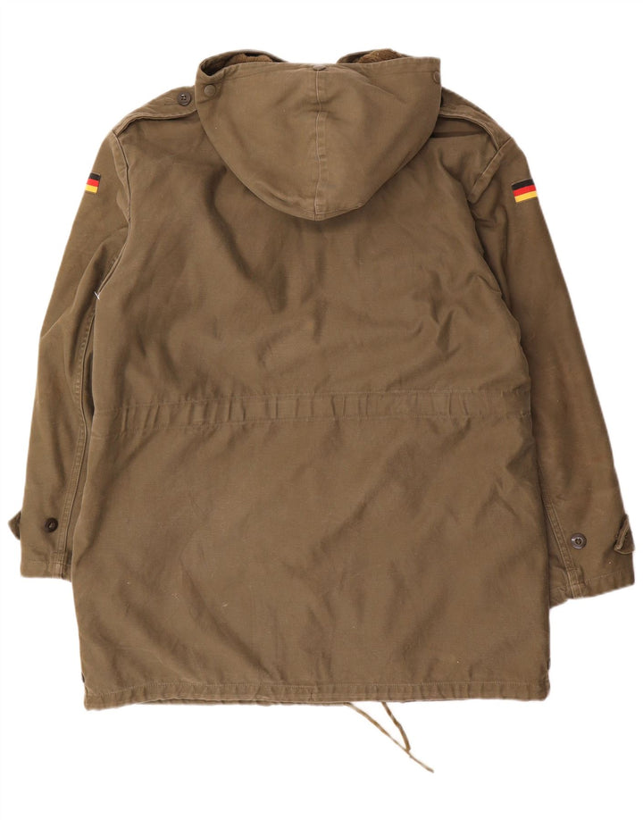 Jaqueta Parka masculina vintage com capuz Reino Unido 40 grande cáqui