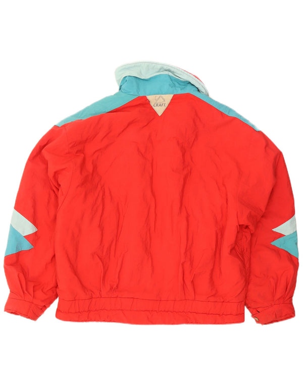 Jaqueta de esqui feminina vintage UK 20 2XL vermelho colorblock