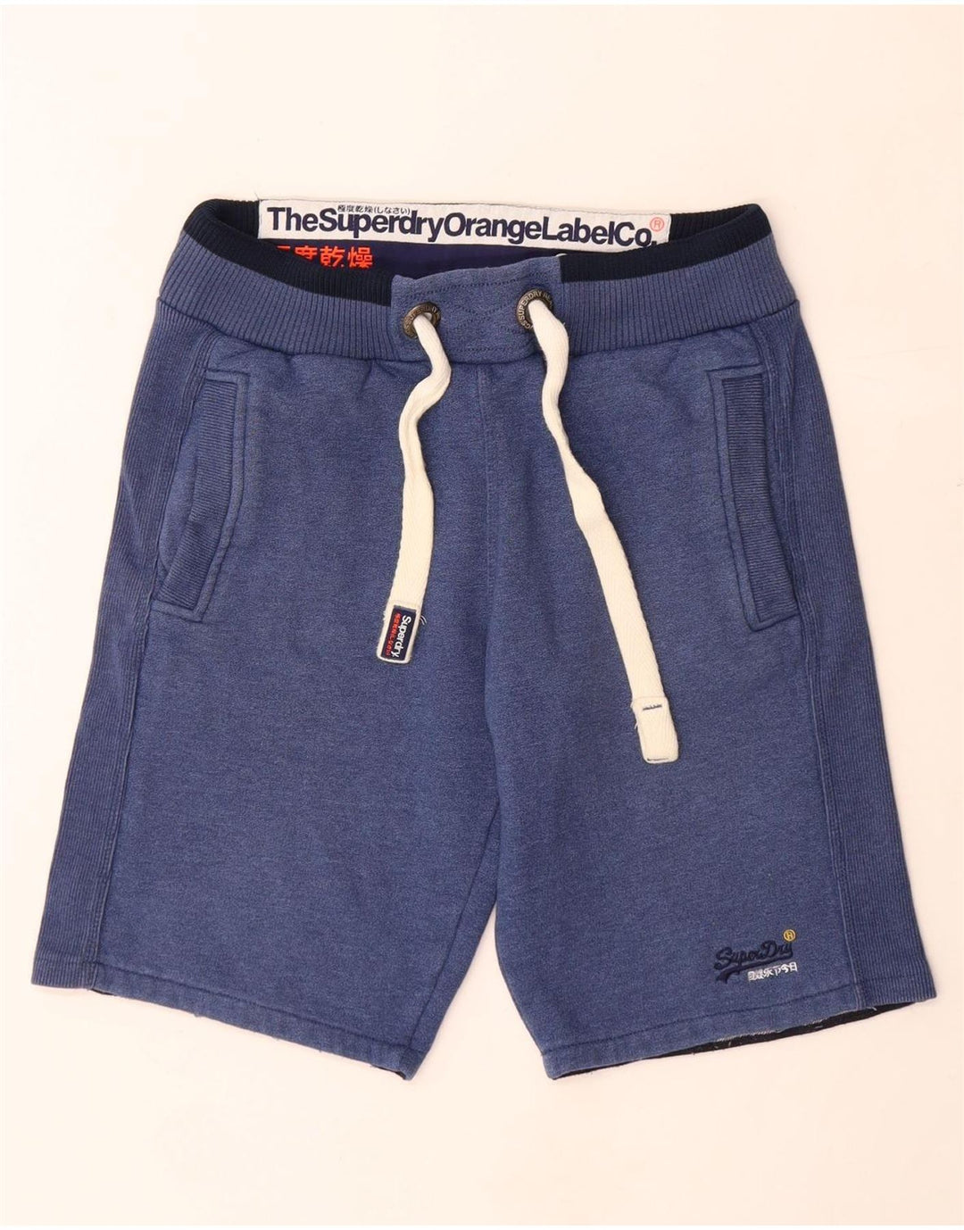 Shorts esportivos masculinos SUPERDRY pequenos algodão azul marinho