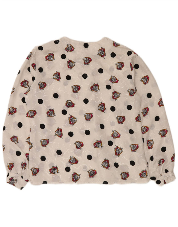 NOTATIONS Blusa feminina com estampa abstrata UK 16 grande poliéster branco