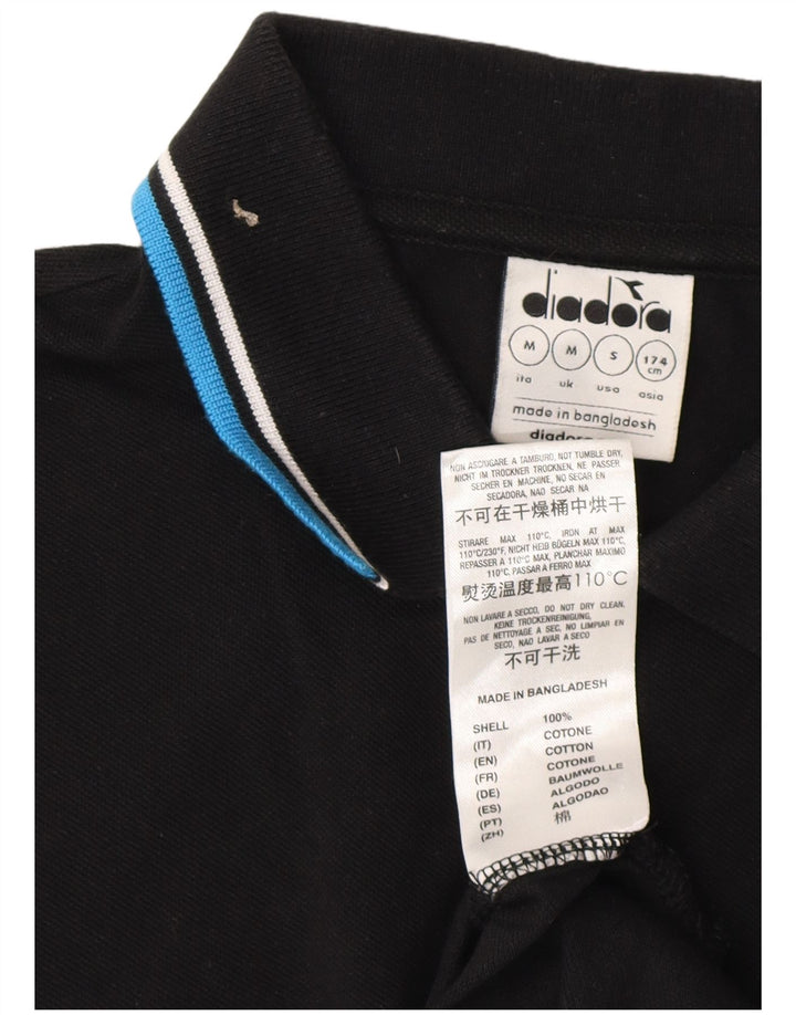 Camisa polo masculina DIADORA de algodão preto médio