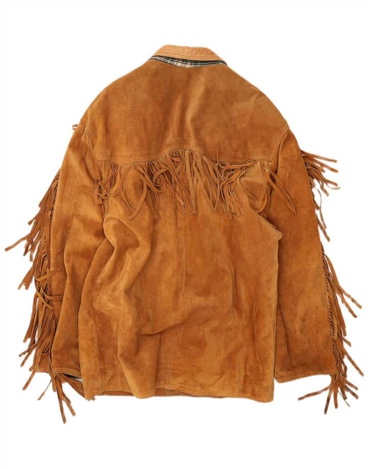 Jaqueta masculina vintage de camurça UK 40 grande marrom