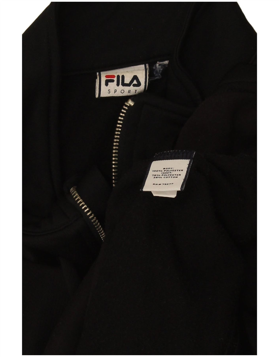 Fila Womens Tracksuit Top Jacket UK 12 Médio Preto Poliéster