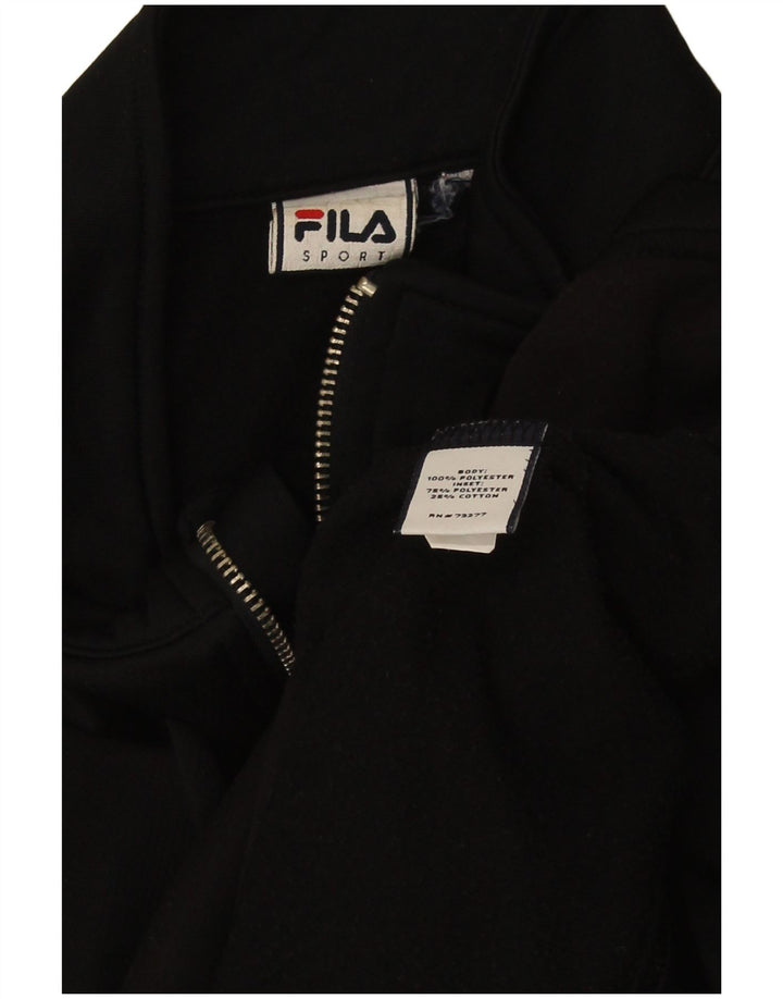 Fila Womens Tracksuit Top Jacket UK 12 Médio Preto Poliéster