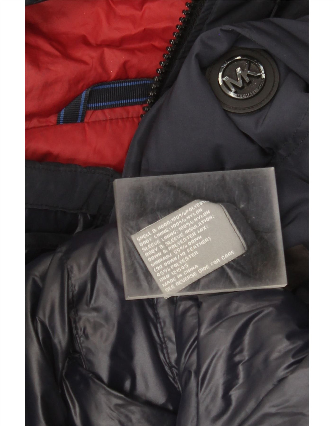 Jaqueta masculina acolchoada com capuz Michael Kors Reino Unido 38 poliéster azul marinho médio