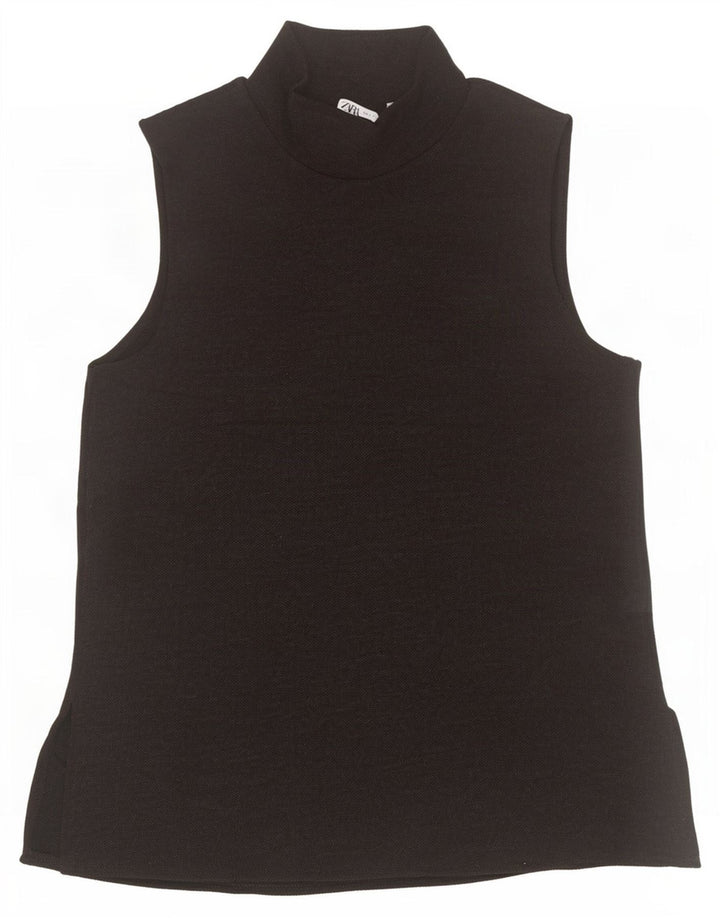 Colete feminino Zara UK 10 pequeno poliéster preto