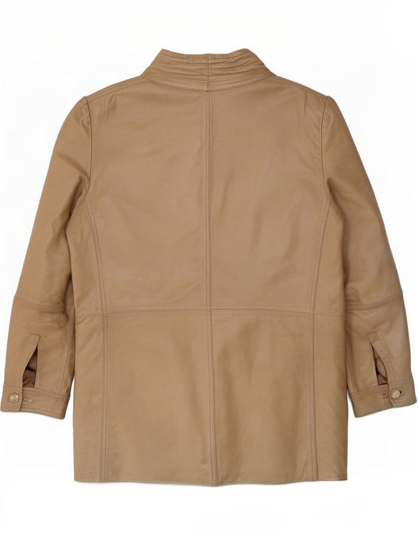 Jaqueta Shearling Feminina Vintage UK 14 Médio Caqui