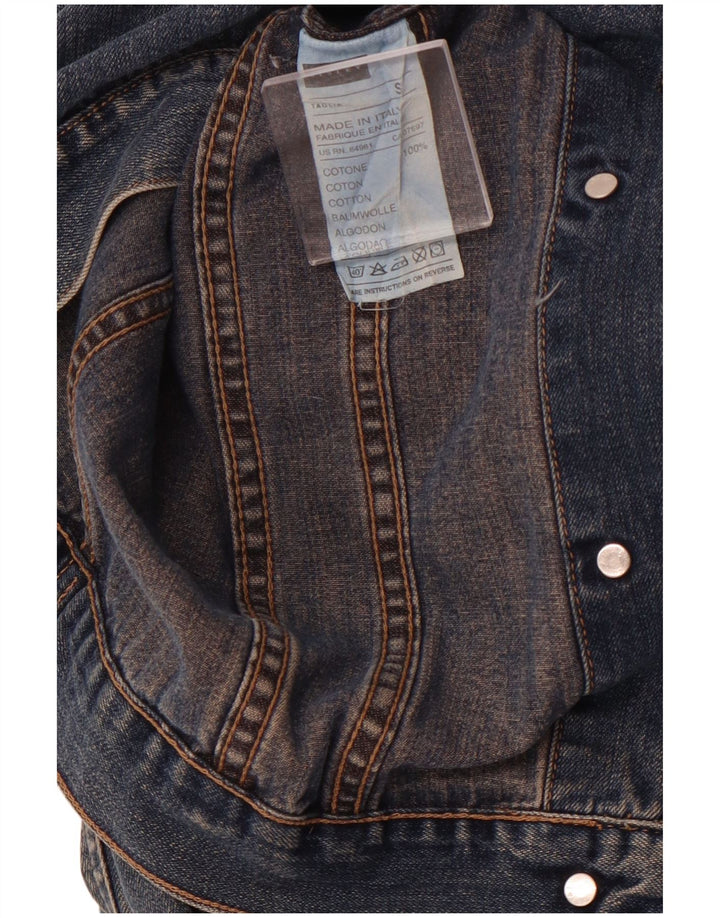 Jaqueta jeans feminina SISLEY Reino Unido 10 pequeno algodão azul marinho