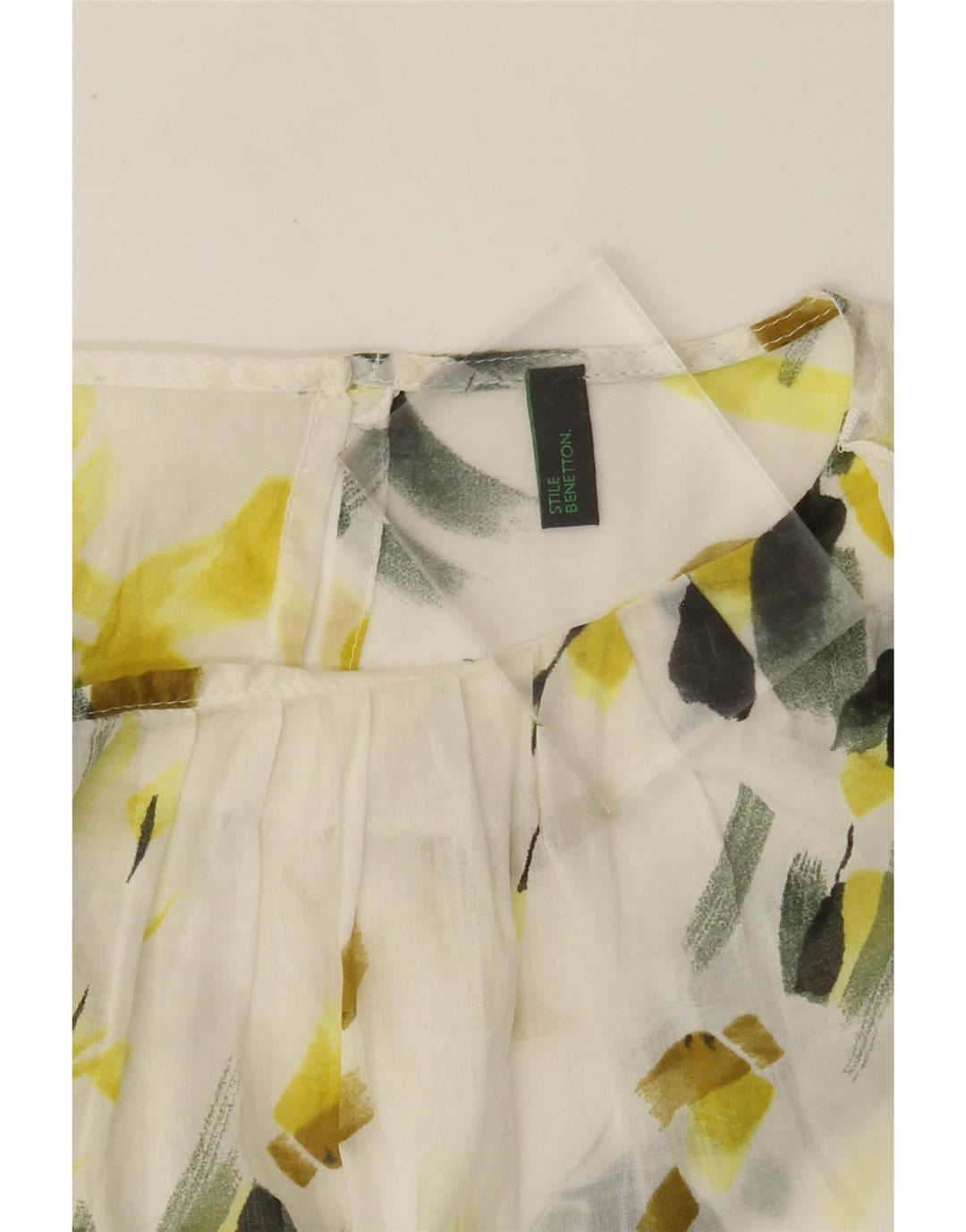 Blusa feminina BENETTON UK 12 médio branco floral