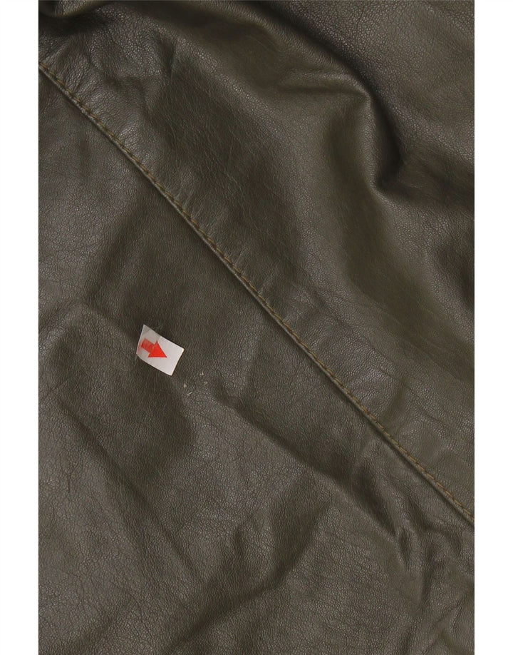 Casaco de couro superdimensionado feminino vintage IT 40 couro colorblock verde pequeno