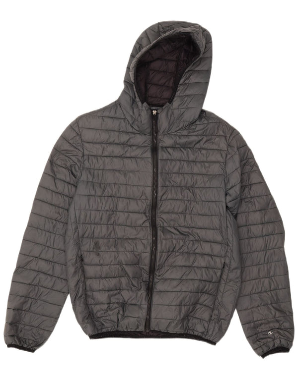 Jaqueta masculina acolchoada com capuz Champion UK 40 grande cinza poliamida