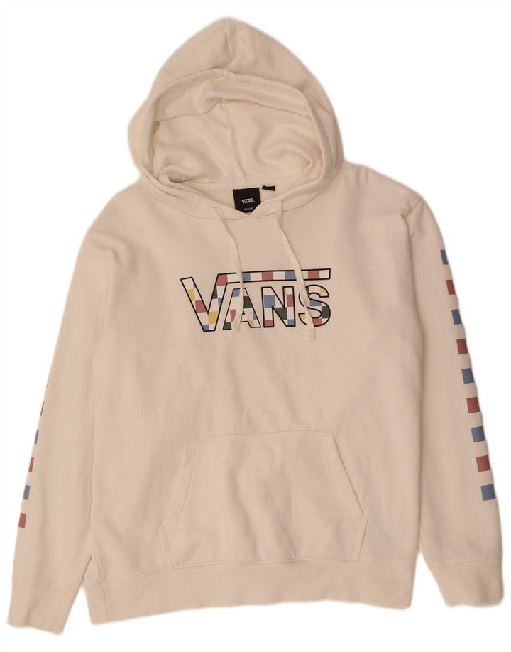 Vans masculino gráfico moletom com capuz médio algodão branco