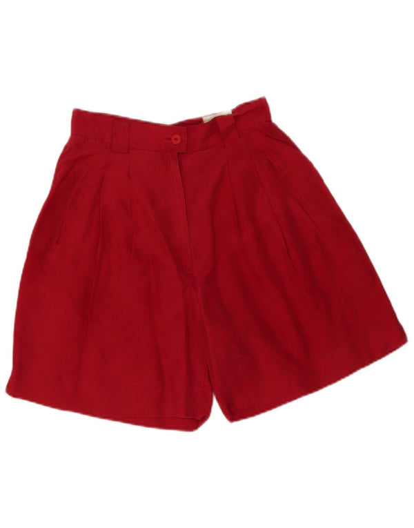 Shorts casuais femininos vintage de cintura alta com cintura alta W26 seda vermelha pequena
