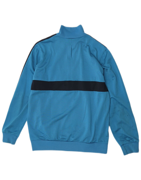 Adidas Boys Tracksuit Top Jacket 13-14 Years Blue Colourblock Polyester