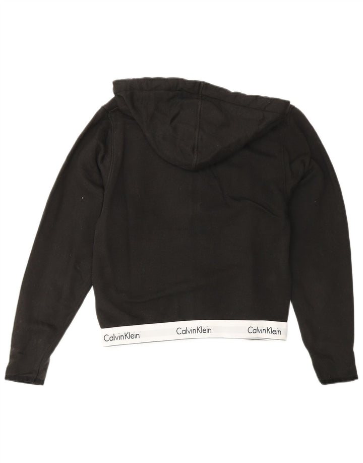 Suéter feminino CALVIN KLEIN com capuz e zíper UK 6 XS preto colorblock