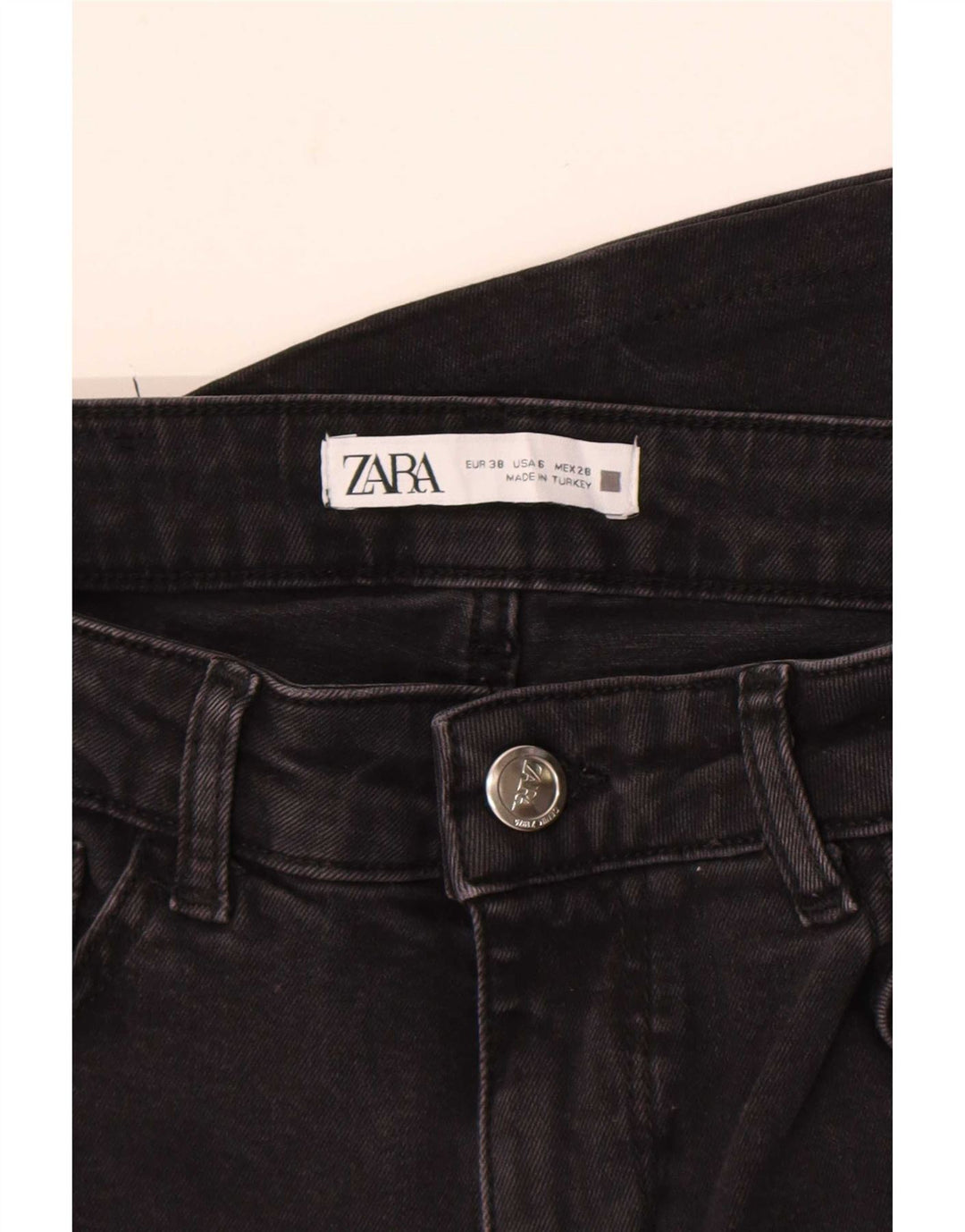 Zara Jeans feminino queimado EU 38 pequeno W28 L32 preto