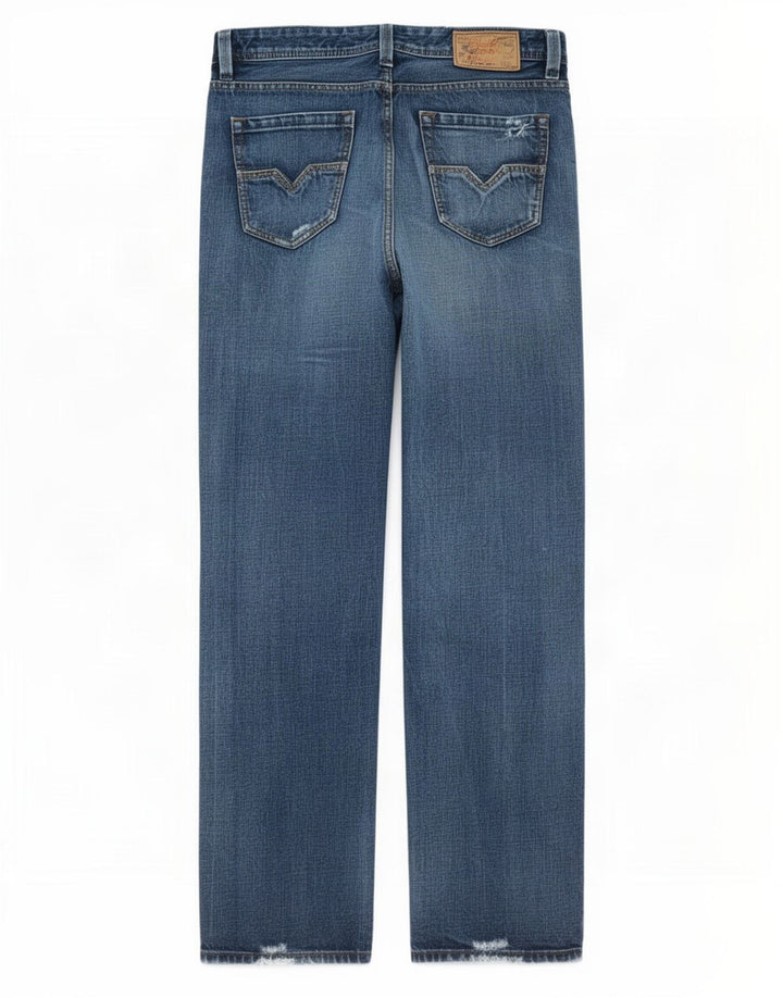 Jeans retos masculinos diesel desgastados W33 L34 algodão azul