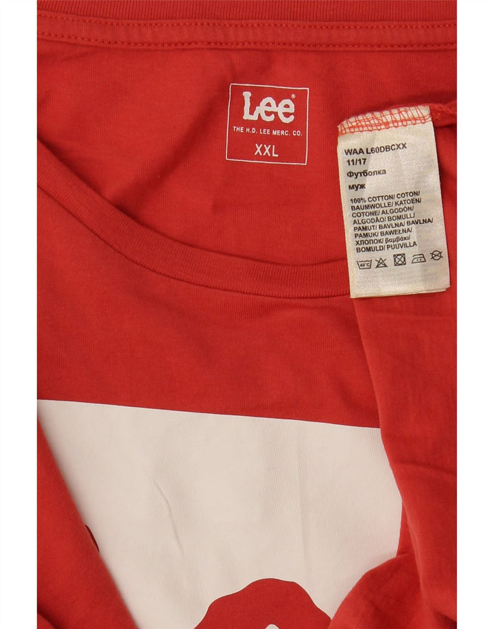 Camiseta gráfica masculina LEE Top 2XL algodão vermelho