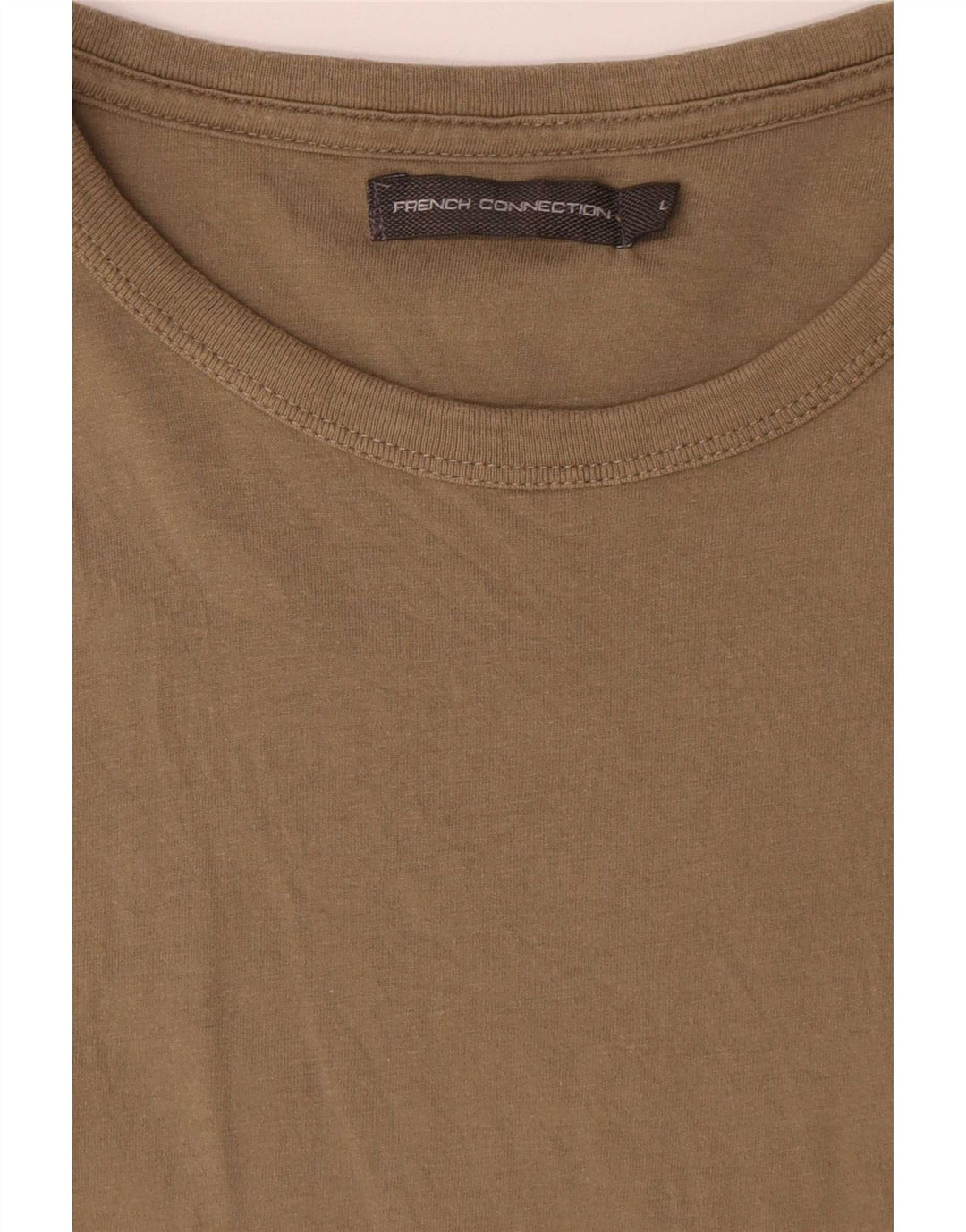 Camiseta masculina French Connection Top grande de algodão cáqui